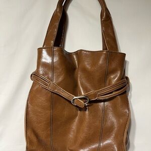 Naturalizer Brown Leather Tote with‎ Strap Detail